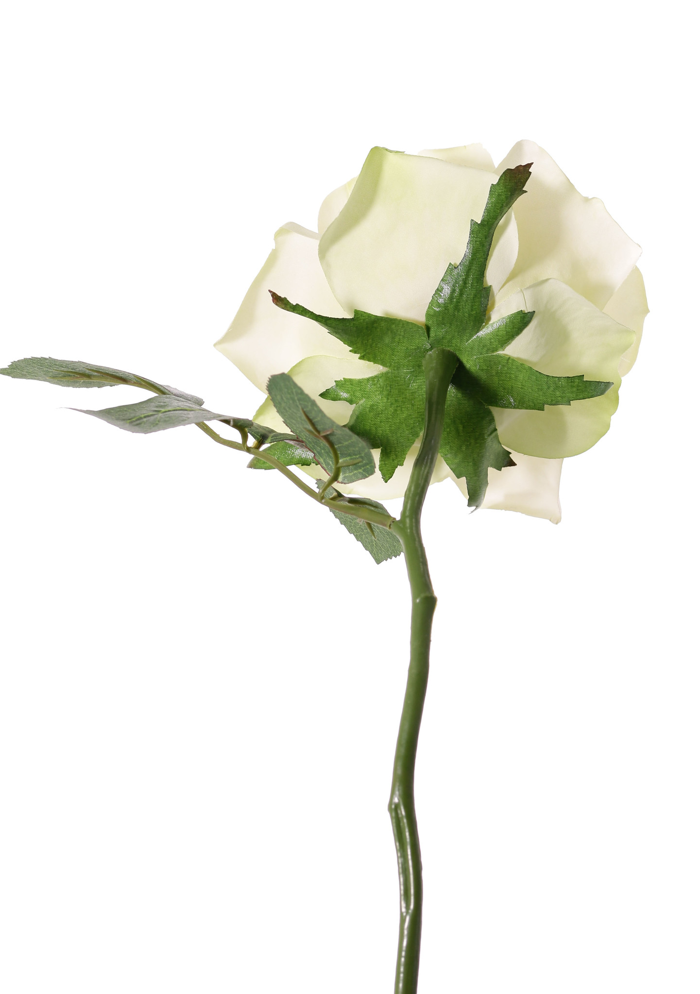 Roos de luxe 'Fleuri', 1 bloem ø12cm, 5 blad, plastic steel, 30cm