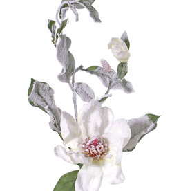 Magnolia, 2 flores, 16 hojas, con nieve, 81 cm, Ø 15 cm