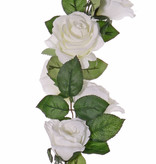 Rose garland 'Honeymoon', 32 flowers (16 large, Ø 9cm / 16 mid. size Ø 7cm) & 90 lvs., 180cm