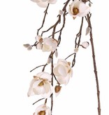 Magnolienzweig, hängend, maxi, 4 Verzweigungen, 7 Blumen u. 5 große u. 15 kleine Knospen, 115 cm