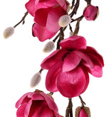 Magnolia hanger maxi met 4 vertakkingen, 7 bloemen, 5 grote & 15 kleine knoppen, 115 cm