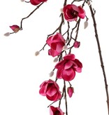 Magnolia hanger maxi met 4 vertakkingen, 7 bloemen, 5 grote & 15 kleine knoppen, 115 cm