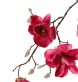 Magnolien-Zweig mit 4 Verzweigungen, 5 Blumen (3x Ø 8cm, 2x 5 cm) & 12 Knospen, 80 cm