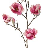 Magnolien-Zweig mit 4 Verzweigungen, 5 Blumen (3x Ø 8cm, 2x 5 cm) & 12 Knospen, 80 cm