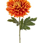 Chrysanthemum, 1 flower Ø 14 cm, h. 5 cm, 2 leaves (Polyester), 65 cm