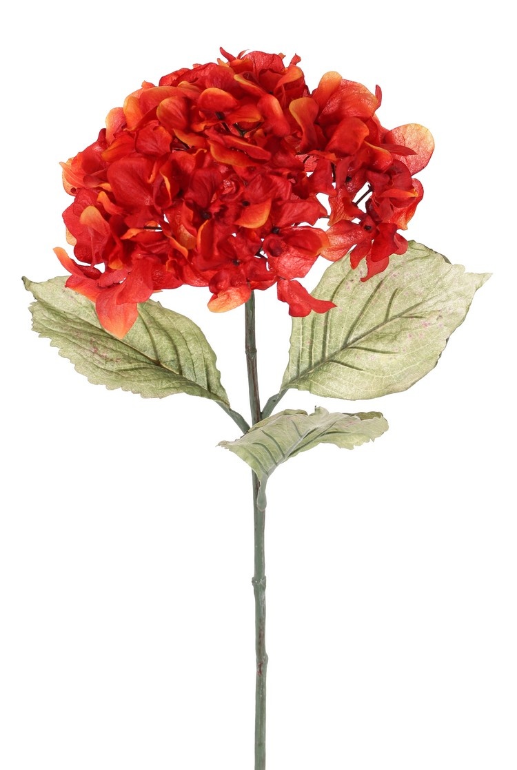 Hortensia, Ø 18 cm, a. 11 cm, 3 hojas (14 x 10 cm), 73 cm