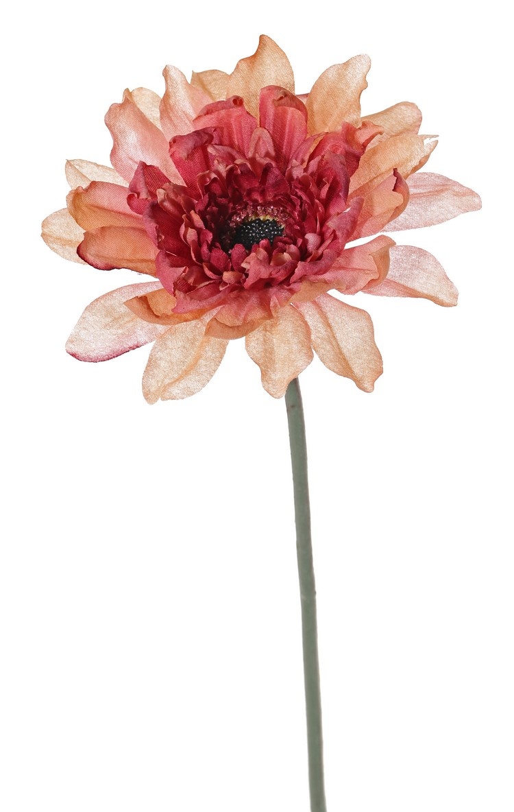 Gerbera, 1 polyester bloem (Ø 12 cm, H. 4 cm), groene plastic steel, geen blad, 64 cm