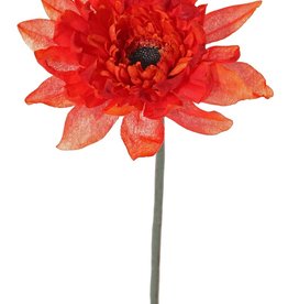 Gerbera, 1 polyester bloem (Ø 12 cm, H. 4 cm), groene plastic steel, geen blad, 64 cm