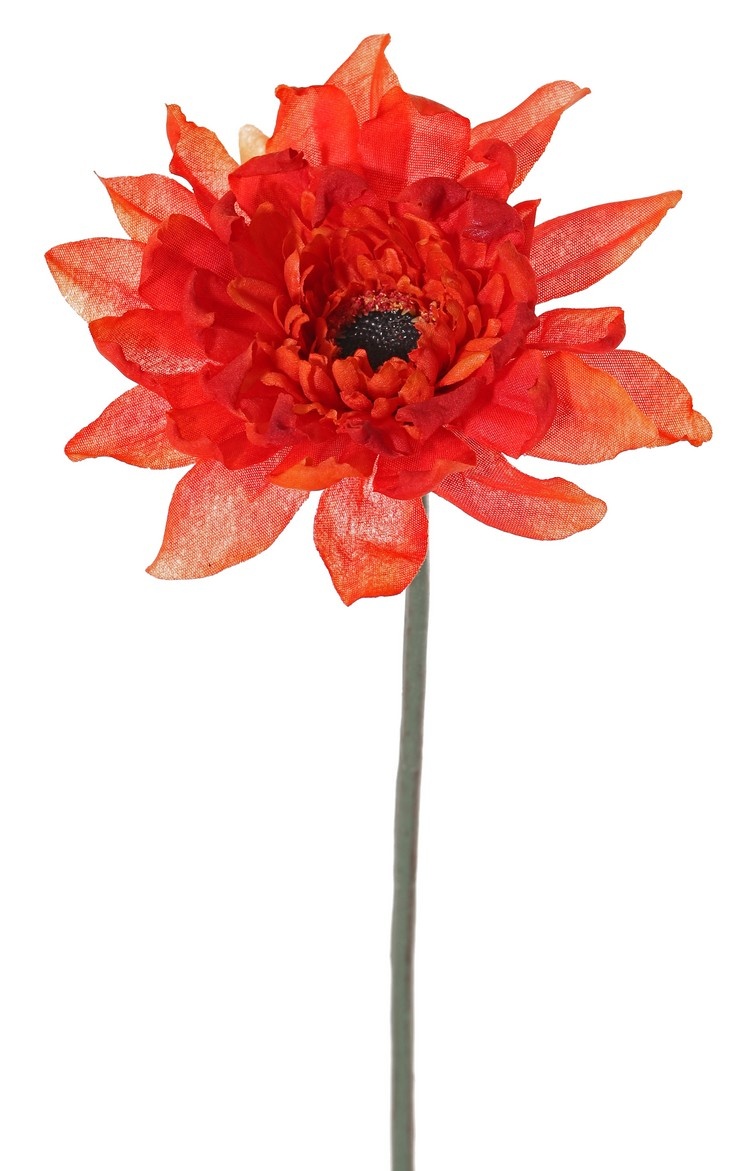 Gerbera, 1 polyester bloem (Ø 12 cm, H. 4 cm), groene plastic steel, geen blad, 64 cm