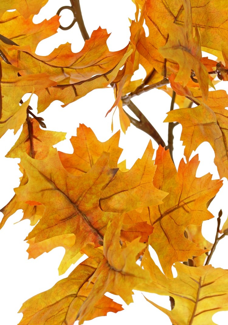 Oak leaf garland (Quercus) 'Modern Art', 18x branched, 81 leaves (44 L / 37 Med.), 180 cm