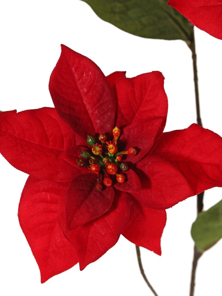 Poinsettia, Weihnachtsstern, Christstern, 3x verzweigt, 3 Blumen (Samt -  Seidenblumen Top Art Int. - Kunstblumen, Kunstpflanzen B2B