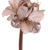 Amaryllis 'Glamour', 3 Blüten Ø 9 cm, H. 14 cm, (Samt & Polyester), goldene Blütenstempel,  69 cm