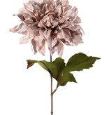Dahlia 'Glamour', 1 flower: Ø 18cm (velvet & polyester) & 2 polyester leaves (1 L / 1 Med.), 60 cm