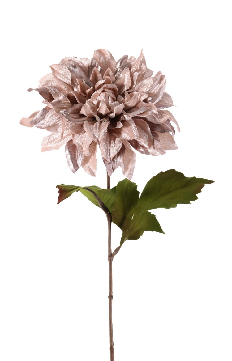 Dahlia 'Glamour', 1 flower: Ø 18cm (velvet & polyester) & 2 polyester leaves (1 L / 1 Med.), 60 cm