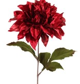 Dahlie 'Glamour', 1 Blume: Ø 18cm (Samt & Polyester) & 2 Blätter, 60 cm
