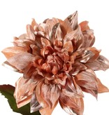 Dahlia 'Glamour', 1 flower: Ø 18cm (velvet & polyester) & 2 polyester leaves (1 L / 1 Med.), 60 cm