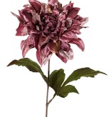 Dahlie 'Glamour', 1 Blume: Ø 18cm (Samt & Polyester) & 2 Blätter, 60 cm