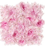 Blumenwand-Element  'Happy bloom', 40 x 40 x 7,5 cm (Basis 32 x 32 cm), 8x Pfingstrosen, 5x Dahlien und Hortensien