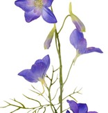 Delphinium (Ridderspoor) 2x vertakt, met 12 bloemen (4L/4M/4Sm), 7 knopjes (3cm) & 7 bladeren, 96 cm