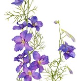 Delphinium (Ridderspoor) 2x vertakt, met 12 bloemen (4L/4M/4Sm), 7 knopjes (3cm) & 7 bladeren, 96 cm