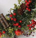 Christmas wreath with appel, red berries, cones, ivy (frozen ice) Ø 21cm/37cm