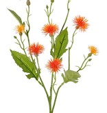 Brown knapweed (Centaurea) 9 plastic flowers (6x L / 3x S), 4 leaves, 2 buds, 55 cm