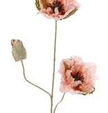 Poppy flower 'Ann', 2 flowers (Ø 12 cm) & 1 bud (7*3.5cm), 76 cm
