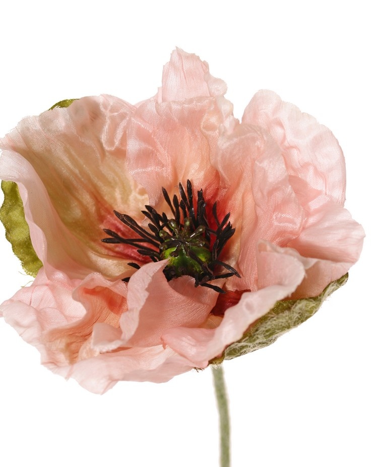 Poppy flower 'Ann', 2 flowers (Ø 12 cm) & 1 bud (7*3.5cm), 76 cm