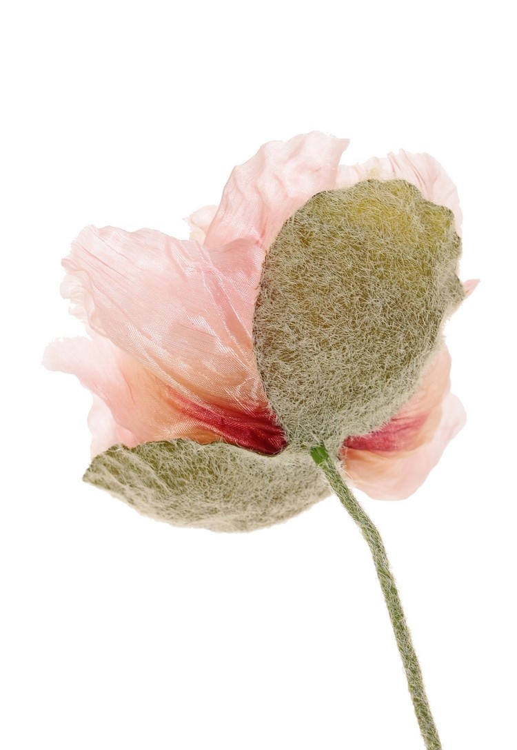Poppy flower 'Ann', 2 flowers (Ø 12 cm) & 1 bud (7*3.5cm), 76 cm