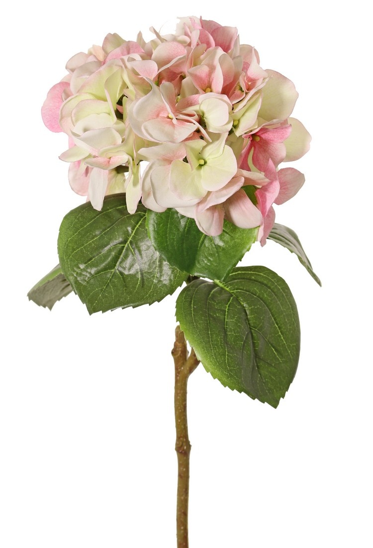 Hydrangea "Sensitive", flowerhead: Ø 18cm, 52 petals & 5 leaves, 60 cm