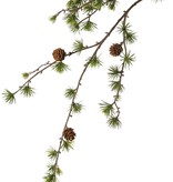 Rama de alerce (Larix sibirica) 'de luxe' con 40 mechones de agujas de plástico y 3 conos de plástico, 93 cm
