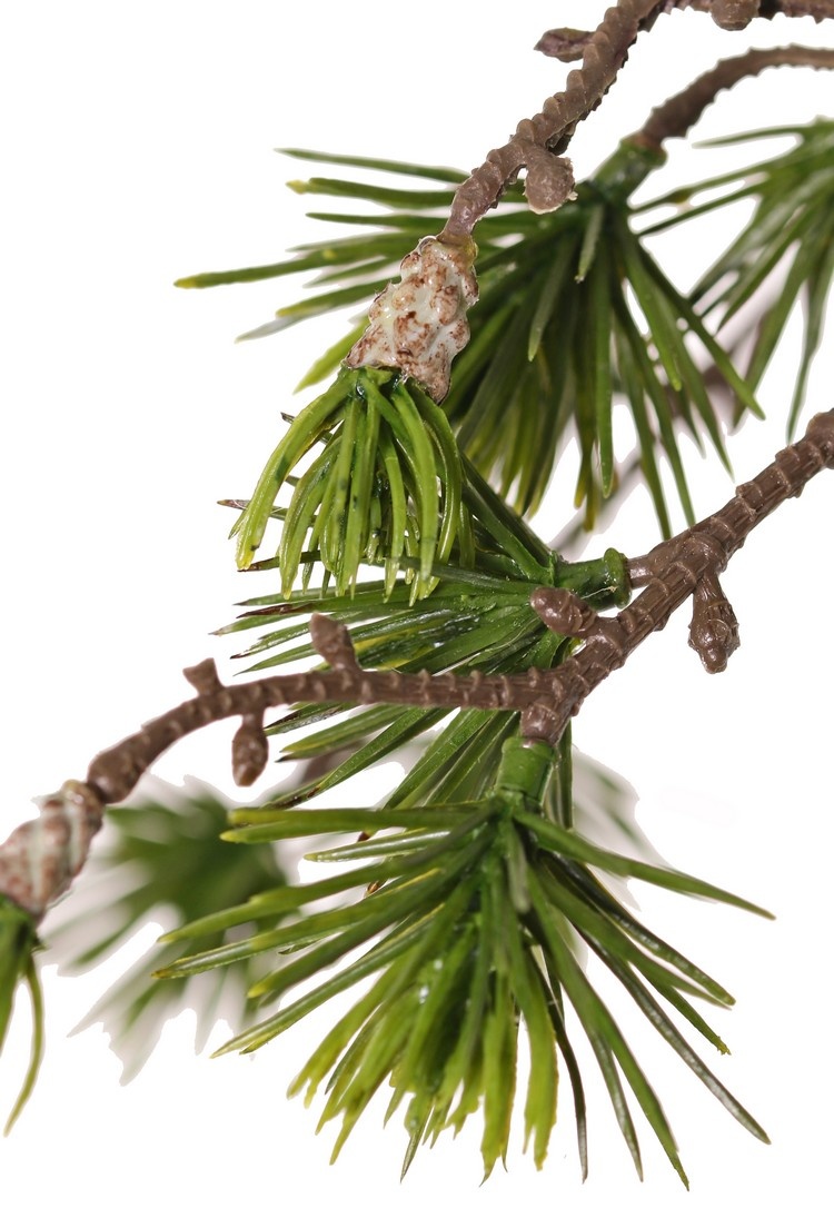 Rama de alerce (Larix sibirica) 'de luxe' con 40 mechones de agujas de plástico y 3 conos de plástico, 93 cm