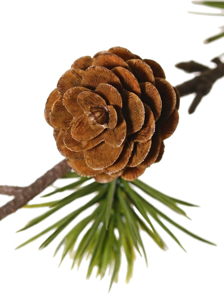 Rama de alerce (Larix sibirica) 'de luxe' con 40 mechones de agujas de plástico y 3 conos de plástico, 93 cm