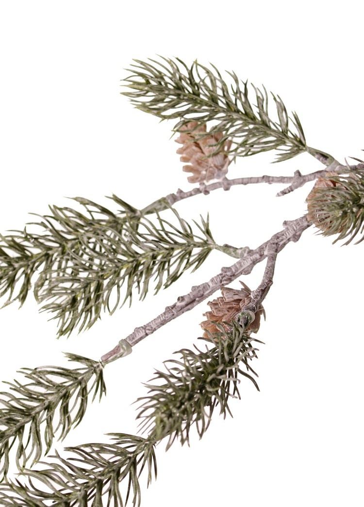 Pine branch whitewashed with 18 pine cones & 6 cones, 86 cm