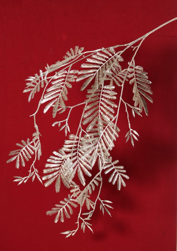 Mimosa (Acacia dealbata) bladtak x3 vertakt, 29 plastic bladtoeven, 110 cm