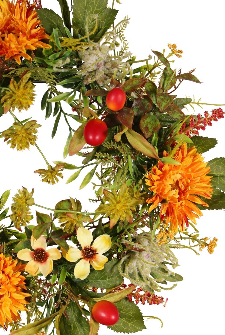 Wreath gerbera/cosmos/protea/bupleurum, ø33cm (inside ø15cm)