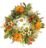 Wreath gerbera/cosmos/protea/bupleurum, ø33cm (inside ø15cm)