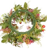 Wreath gerbera/cosmos/protea/bupleurum, ø33cm (inside ø15cm)