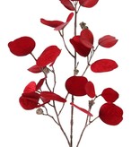 Eucalyptus branch (Gum tree) 'Glamour', 3x branched, 24 polyester leaves & plastic fruits, 83 cm -