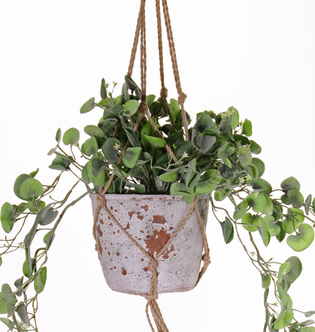 Dichondra hanging artificial plant 'silver falls' with  72 leaves 116cm