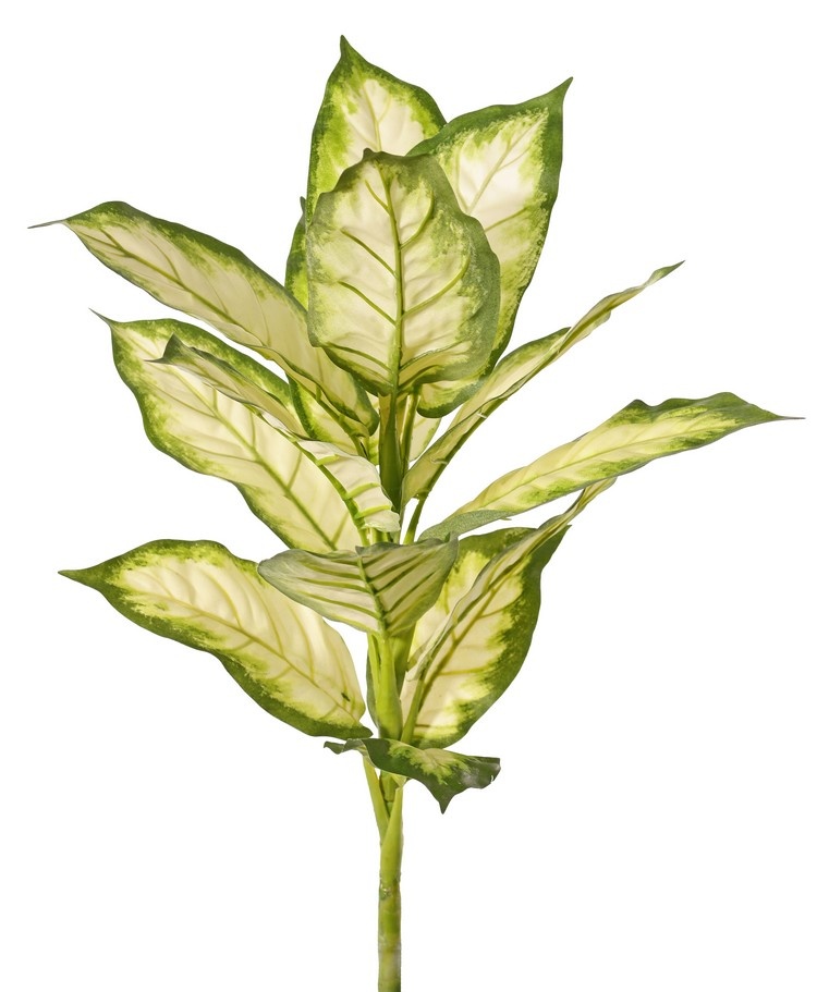 Dieffenbachia con 16 hojas de poliéster, Ø 30 cm, H. 40 cm - retardante de llama