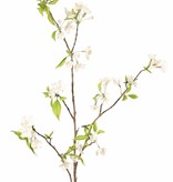 Pear Blossom Branch (Pyrus) 3x branched with 33 flowers, 9 flower buds & 65 leaves, 115 cm