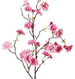 Peach Blossom Branch (Prunus persica) 'XL', with 23 flowers, 9 flower buds & 10 leaf tufts, 110 cm