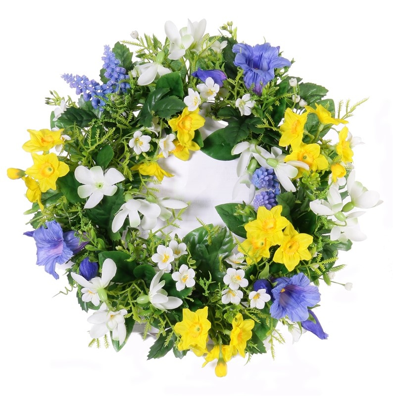 Wreath "Spring Break" Campanula/Bluegrape/Daffodil/lillyofthevalley Ø 15CM/30CM