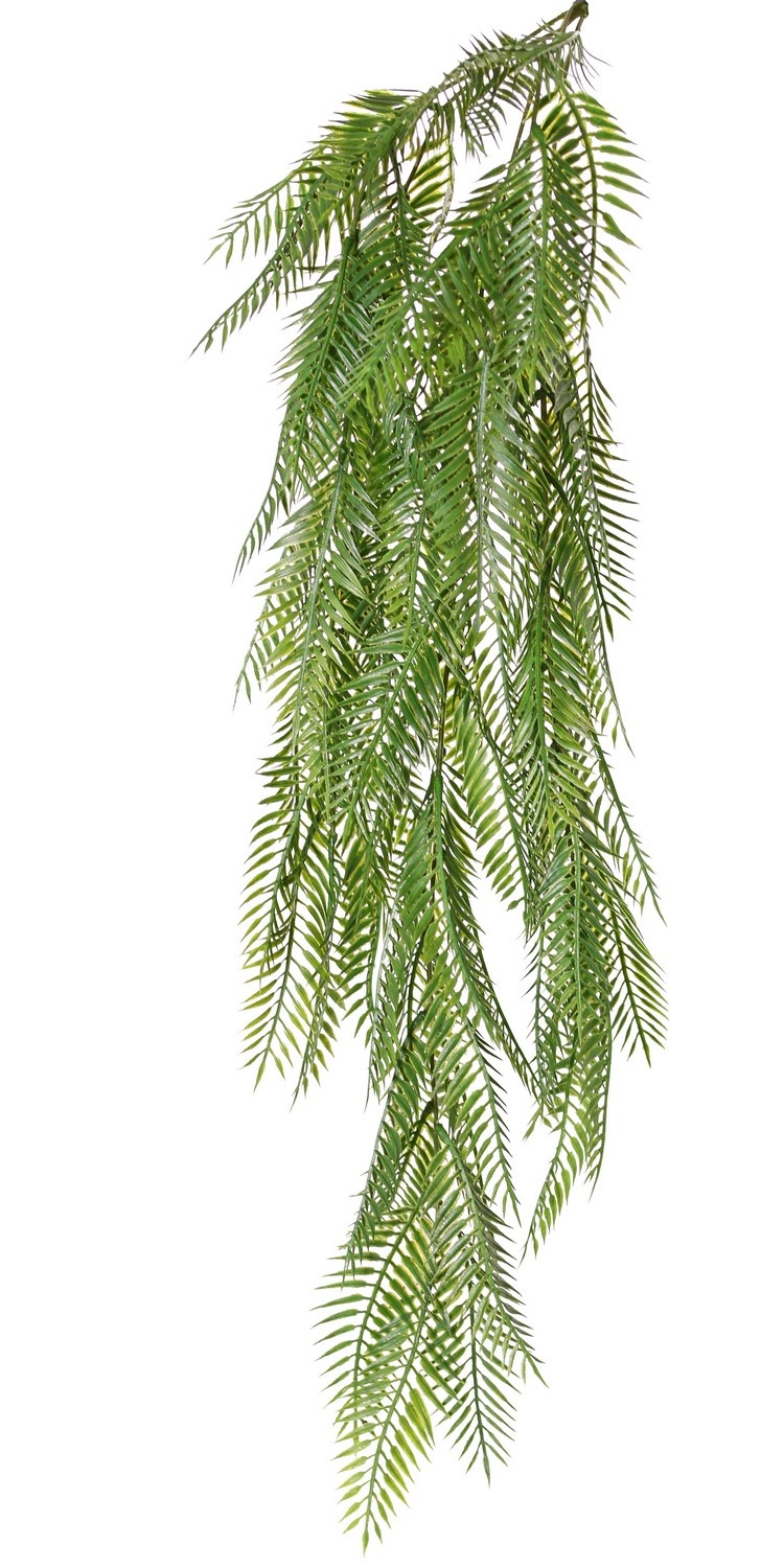 Colgante de helecho (Pteris) 5x ramificado, con 81 hojas (13 x 4 cm), 88 cm