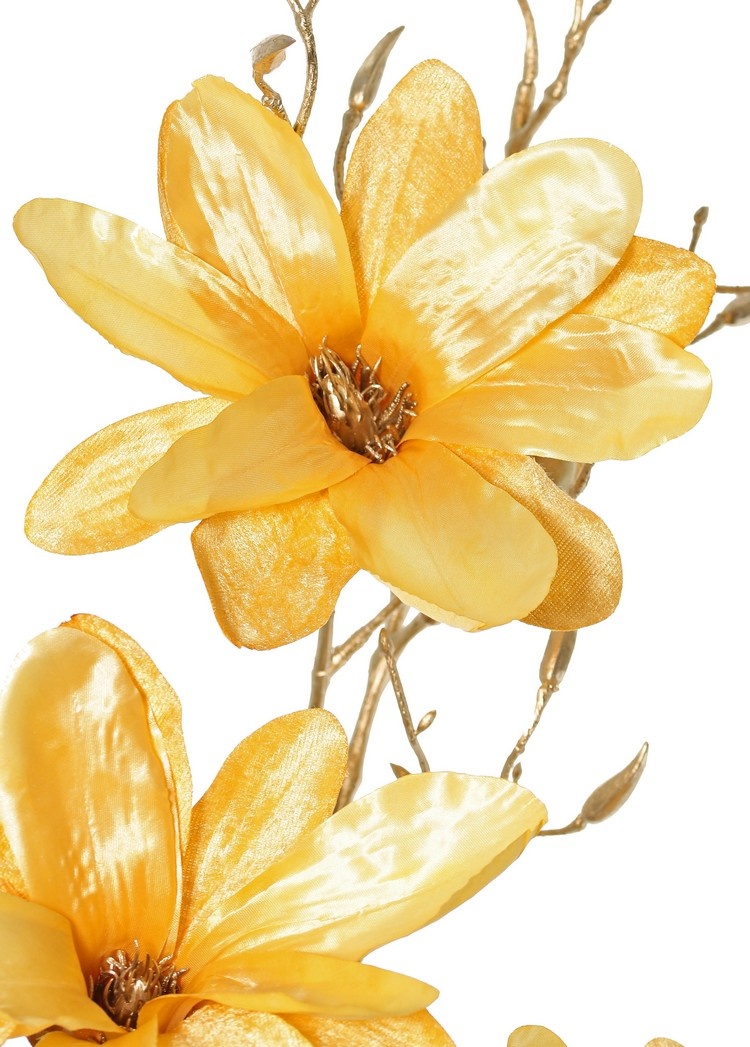 3 Top Magnolienzweig Int. Kunstpflanzen Satin) (Samt & Kunstblumen, Art Seidenblumen - 2 Blütenknospe B2B - Kunstblumen Blüten, mit