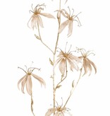Gloriosa-Zweig (Samt und Satin) mit 7 Blüten und 8 goldenen Plastikknospen, 110 cm
