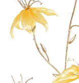 Gloriosa tak (fluweel & satijn) met 7 bloemen & 8 plastic gouden knoppen, 110 cm