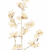 Hydrangea spray (velvet & satin) with 5 flowers & 11 clusters, with plastic leaves & stem, 112 cm