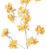 Hortensienzweig (Samt und Satin) mit 5 Blüten und 11 Büscheln, mit Blättern und Stiel aus Kunststoff, 112 cm